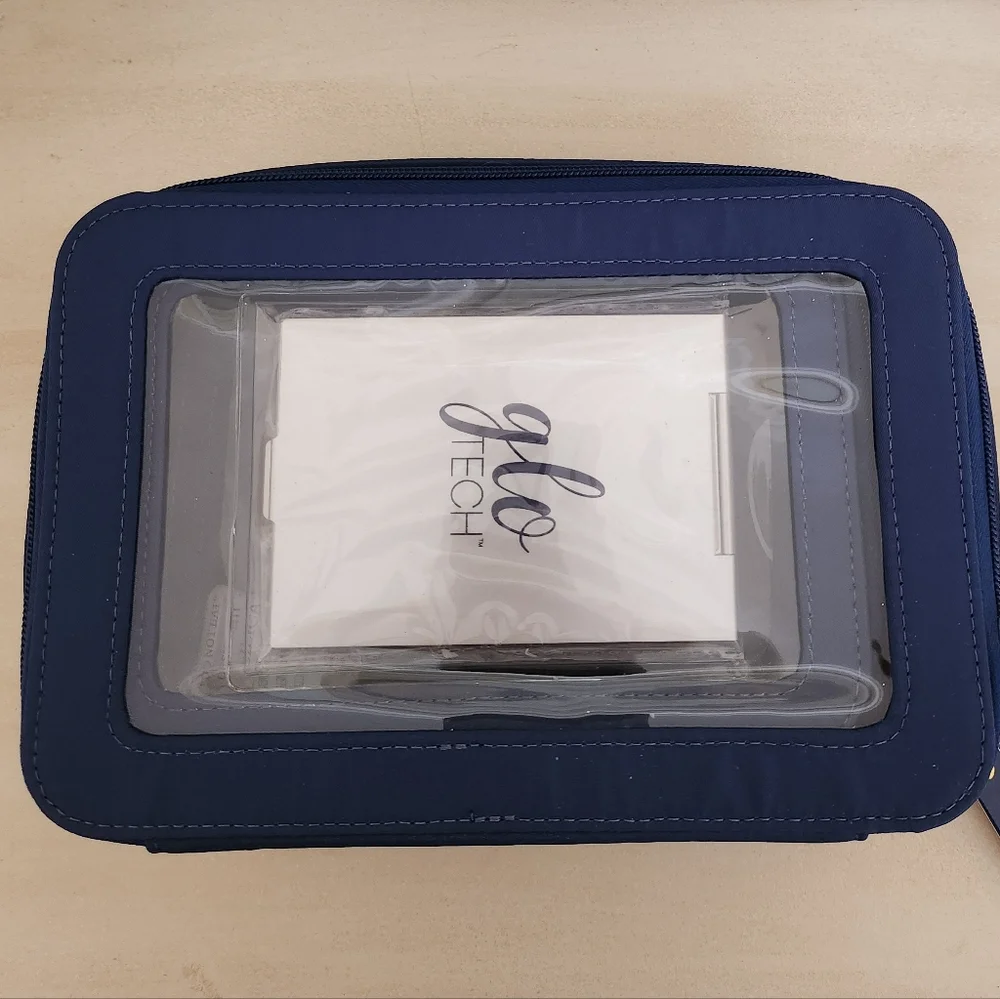 GloTech 3 PIECE COSMETIC BAG & MIRROR SET NWT